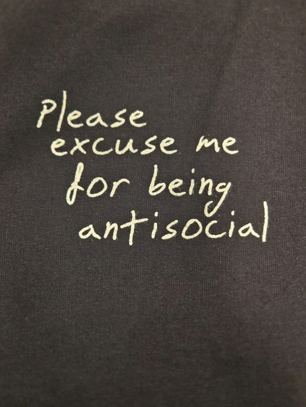 New 'Please Excuse Me For Being Antisocial' Hoodie, Large